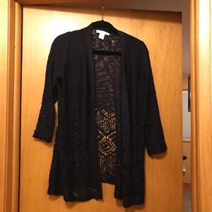 99 Jane Street Navy Crochet Cardigan